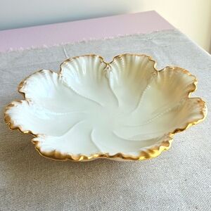 VTG Lenox Old Florette Scalloped Bowl Nut Candy Dish Porcelain Cream Go…